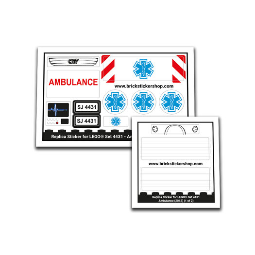 Replacement sticker fits LEGO 4431 Ambulance