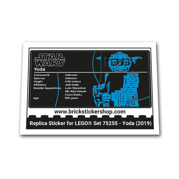 Replica Sticker voor Set 75255 - Yoda