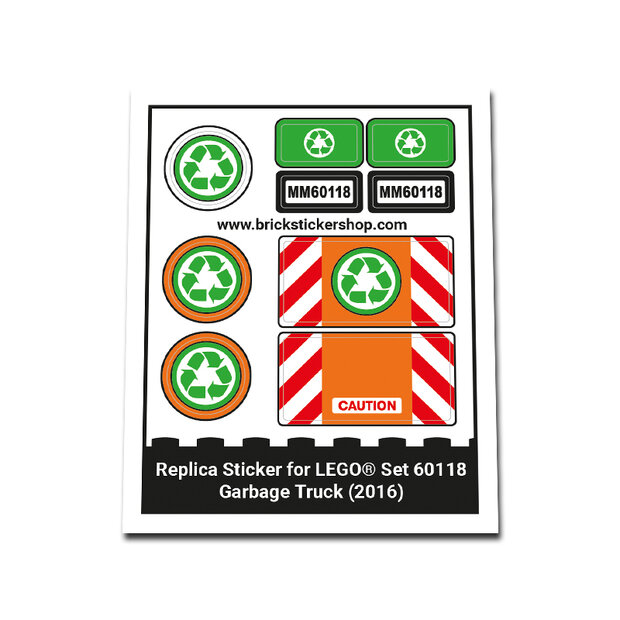 Replica Sticker voor Set 60118 - Garbage Truck