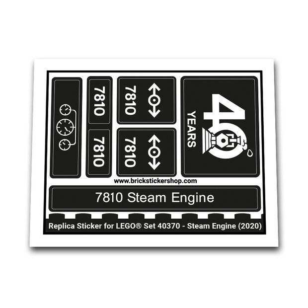 Replica Sticker voor Set 40370 - Steam Engine