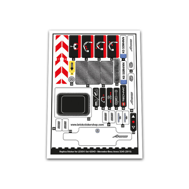 Replica Sticker voor Set 42043 - Mercedes-Benz Arocs 3245