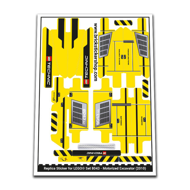 Replica Sticker voor Set 8043 - Motorized Excavator