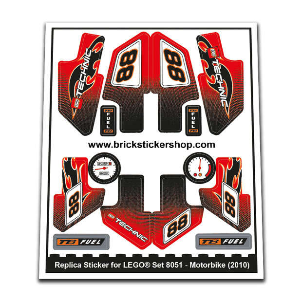 Replica Sticker voor Set 8051 - Motorbike