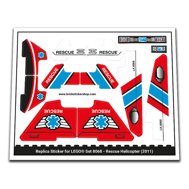 Replica Sticker voor Set 8068 -Rescue Helicopter