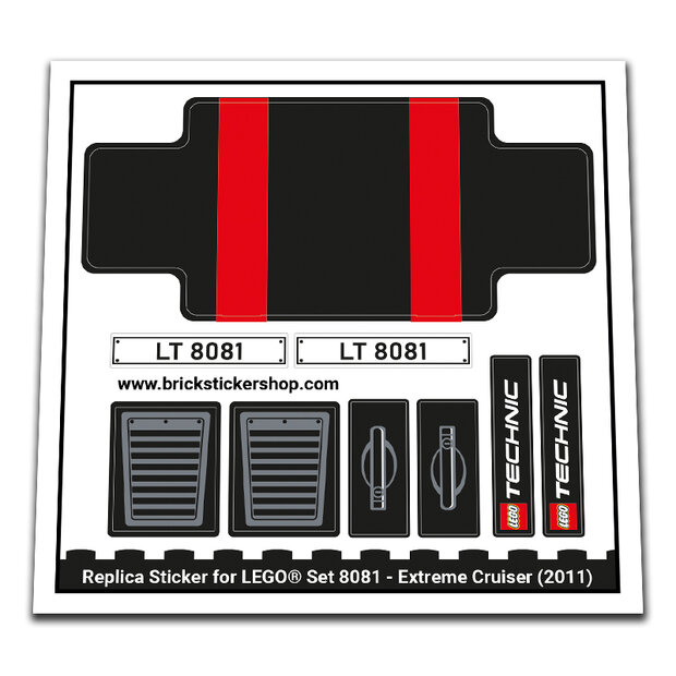 Replica Sticker voor Set 8081 - Extreme Cruiser