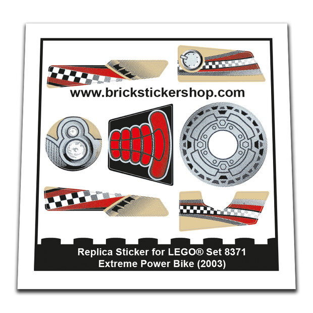 Replica Sticker voor Set 8371 - Extreme Power Bike