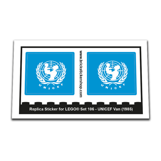 Replacement Sticker for Set 106 - UNICEF Van