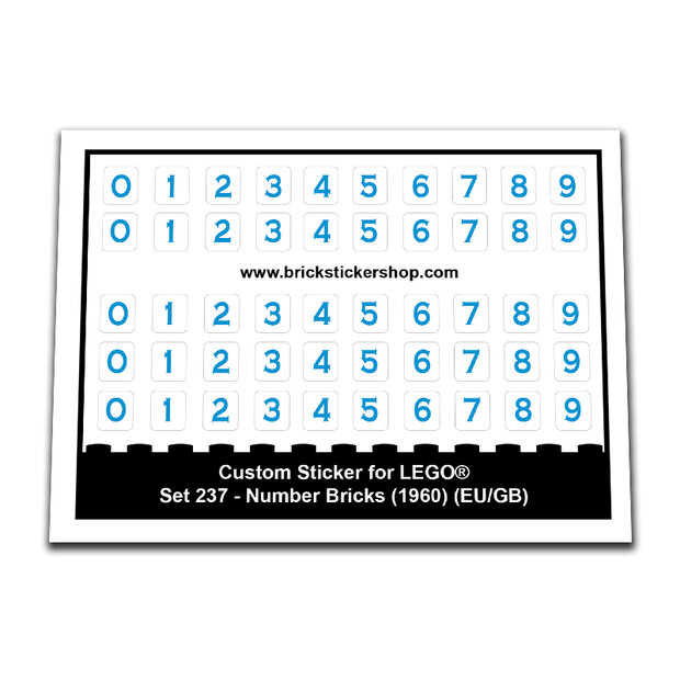 Replica Sticker voor Set 237 - Number Bricks (EU/GB)