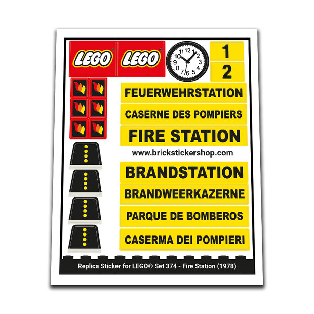 Replacement Sticker for Set 374 - Fire Station