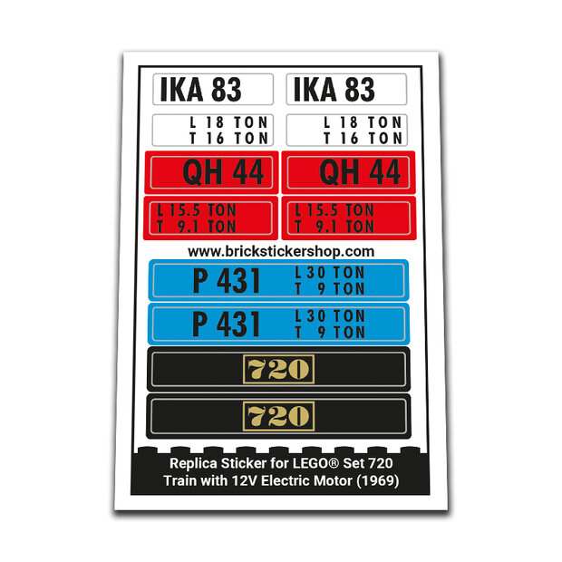 Replacement Sticker for Set 720 - Train with 12V Electric Motor