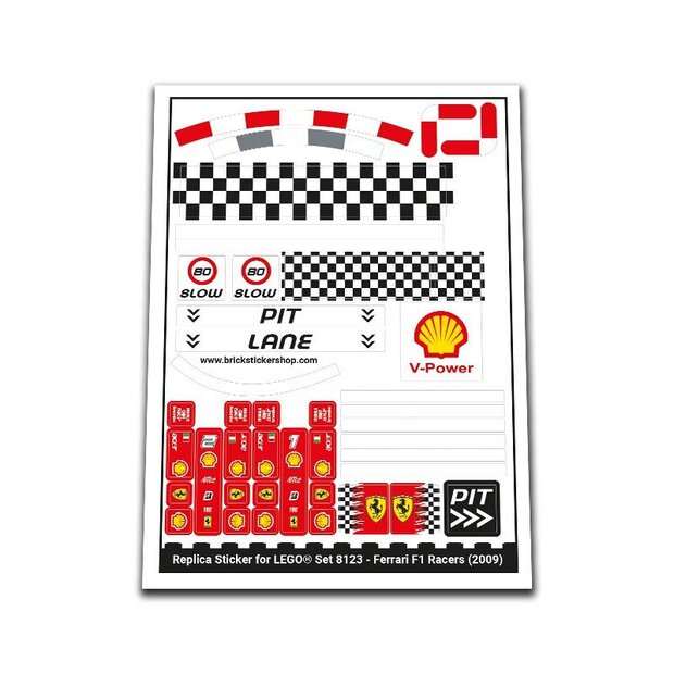 Replica Sticker voor Set 8123 - Ferrari F1 Racers