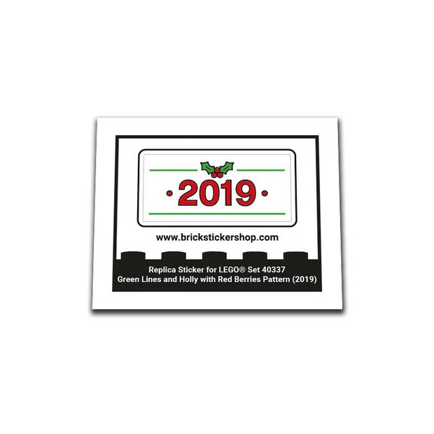 Replica Sticker voor Set 40337 - Green Lines and Holly with Red Berries Pattern