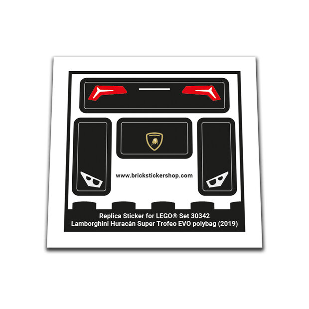 Replica Sticker voor Set 30342 - Lamborghini Hurac&aacute;n Super Trofeo EVO polybag