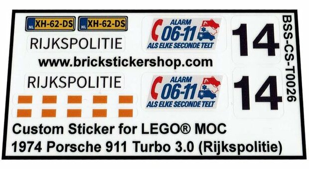 Custom Sticker - 1974 Porsche 911 Turbo 3.0 (Rijkspolitie) by Brickstickershop