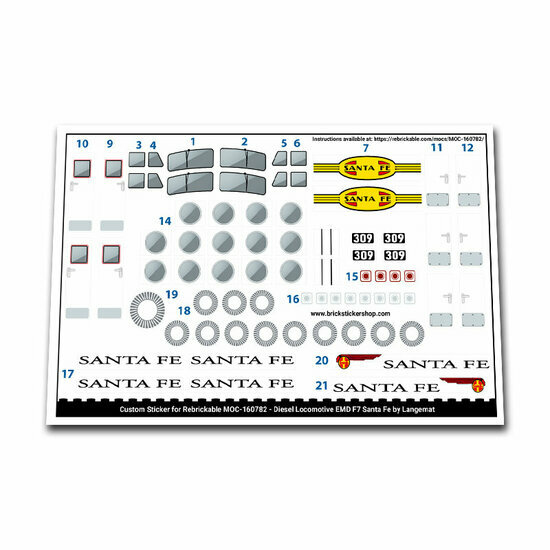 Custom Sticker - Diesel Locomotive EMD F7 Santa Fe door Langemat