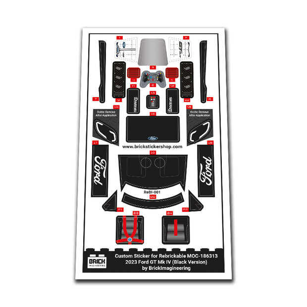 Custom Sticker - Ford GT Mk IV 2023 (Zwart Version) door BrickImagineering