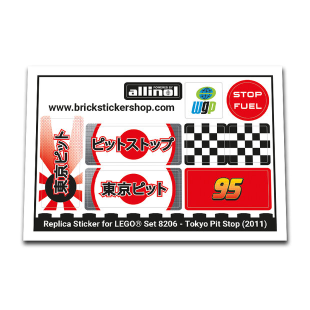 Replica Sticker voor Set 8206 - Tokyo Pit Stop