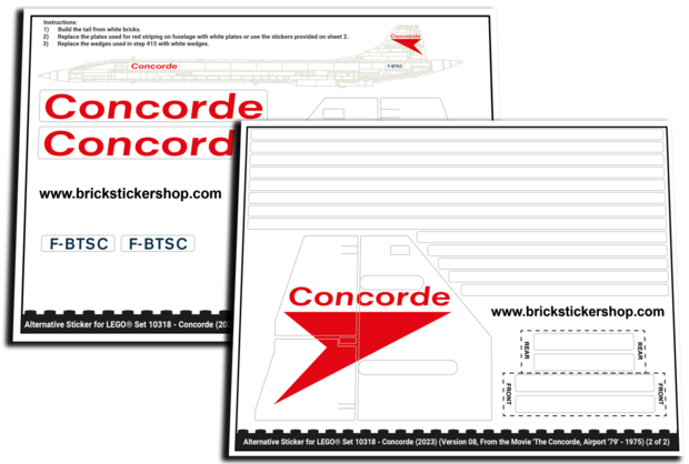 Alternative Sticker for Set 10318 - Concorde (Version 08, From the Movie &#039;The Concorde, Airport &#039;79&#039; - 1975)