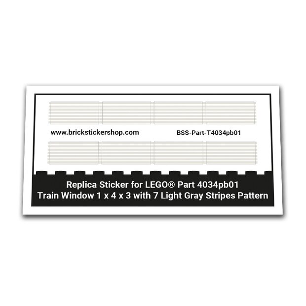 Custom Sticker - Train Window 1 x 4 x 3 with 7 Light Gray Stripes Pattern