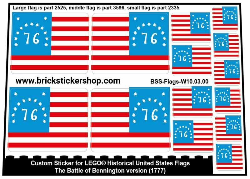 Custom Stickers for LEGO Flags - The Battle of Bennington version (1777)