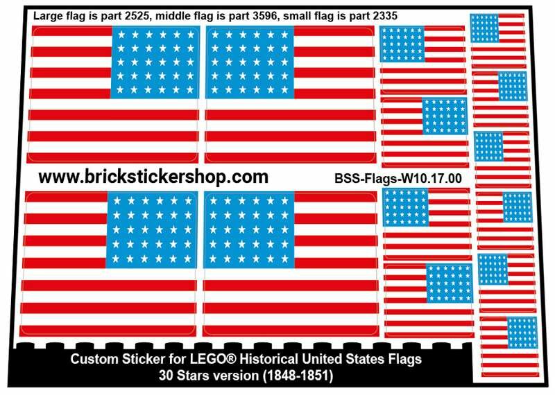 Custom Stickers for LEGO Flags - 30 Stars Version (1848-1851)