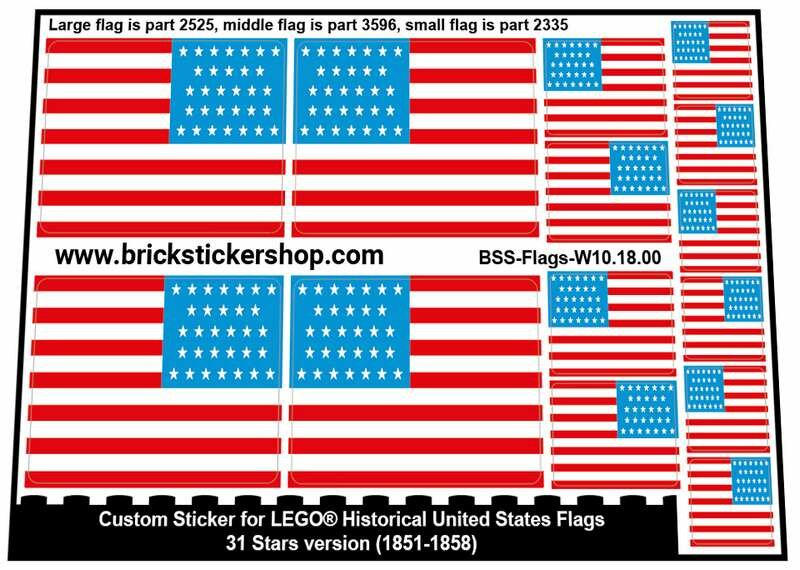 Custom Stickers for LEGO Flags - 31 Stars Version (1851-1858)