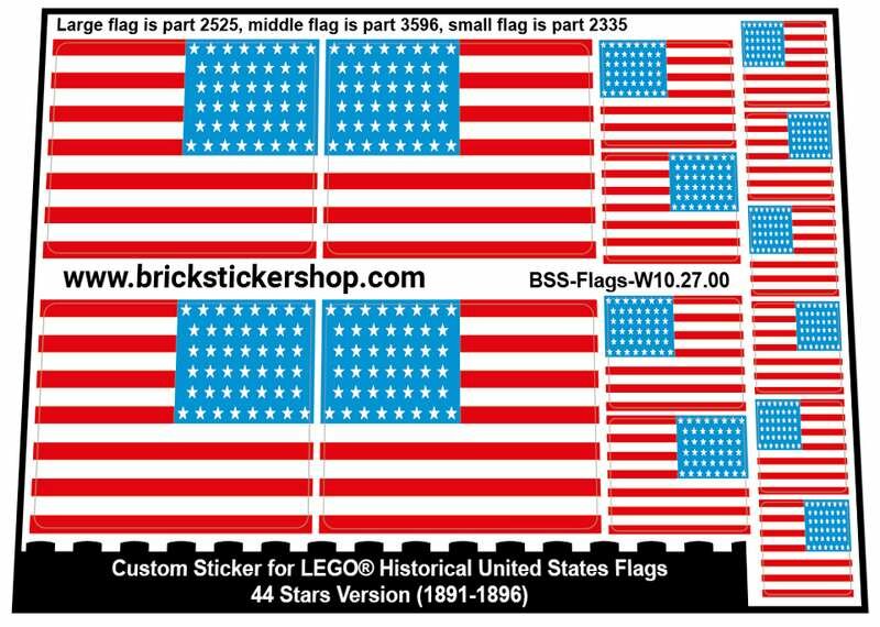 Custom Stickers for LEGO Flags - 44 Stars Version (1891-1896)