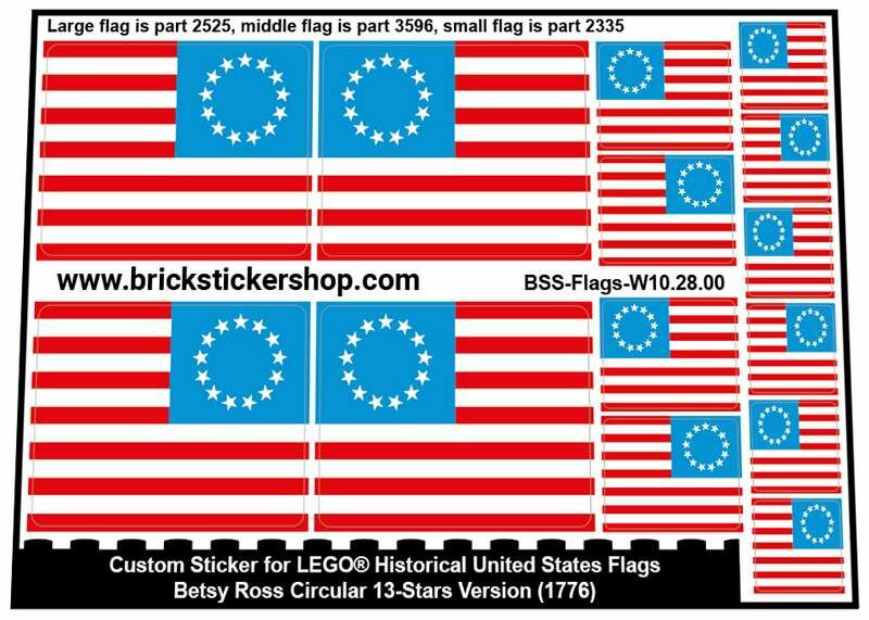 Custom Stickers for LEGO Flags - Betsy Ross Circular 13-Stars Version (1776)