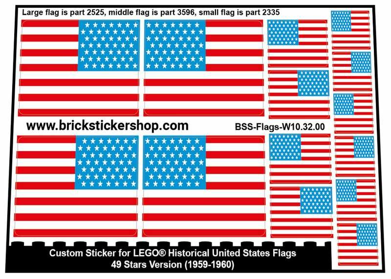 Custom Stickers for LEGO Flags - 49 Stars Version (1959-1960)