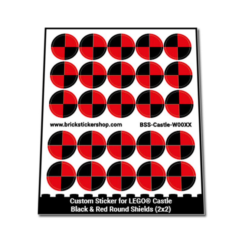 Custom Sticker - Black &amp; Red Round Shields (2x2)