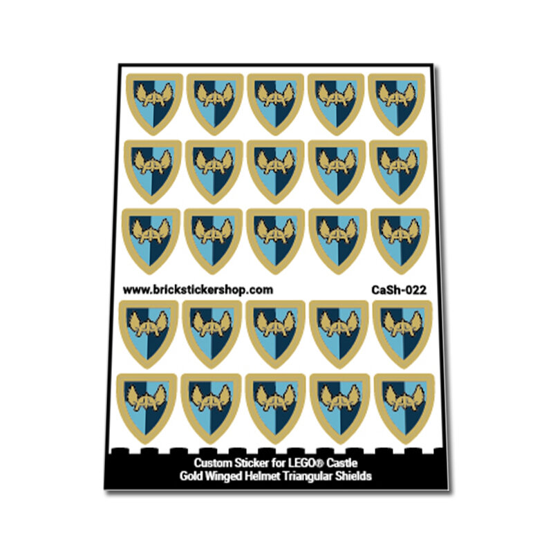 Custom Sticker - Gold Winged Helmet Triangular Shields