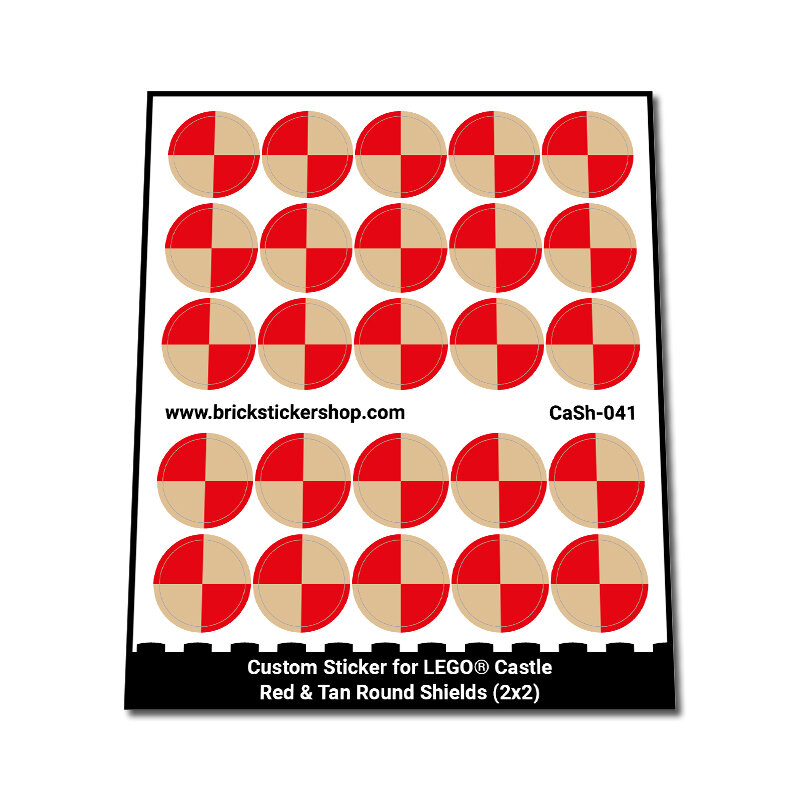 Custom Sticker - Red &amp; Tan Round Shields (2x2)