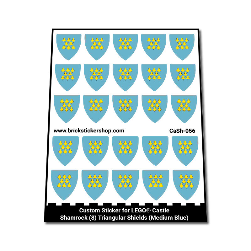 Custom Sticker - Shamrock (8) Triangular Shields (Medium Blue)