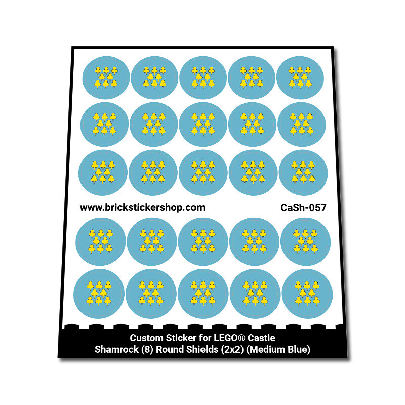 Custom Sticker - Shamrock (8) Round Shields (2x2) (Medium Blue)