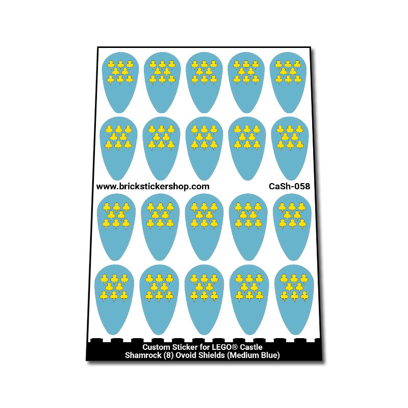 Custom Sticker - Shamrock (8) Ovoid Shields (Medium Blue)