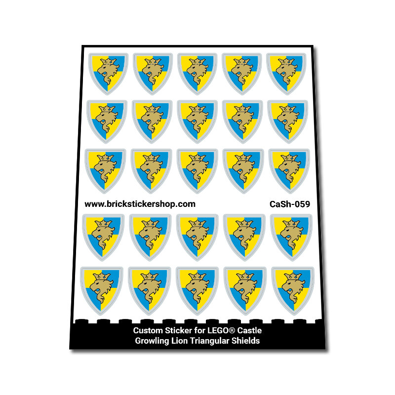 Custom Sticker - Growling Lion Triangular Shields