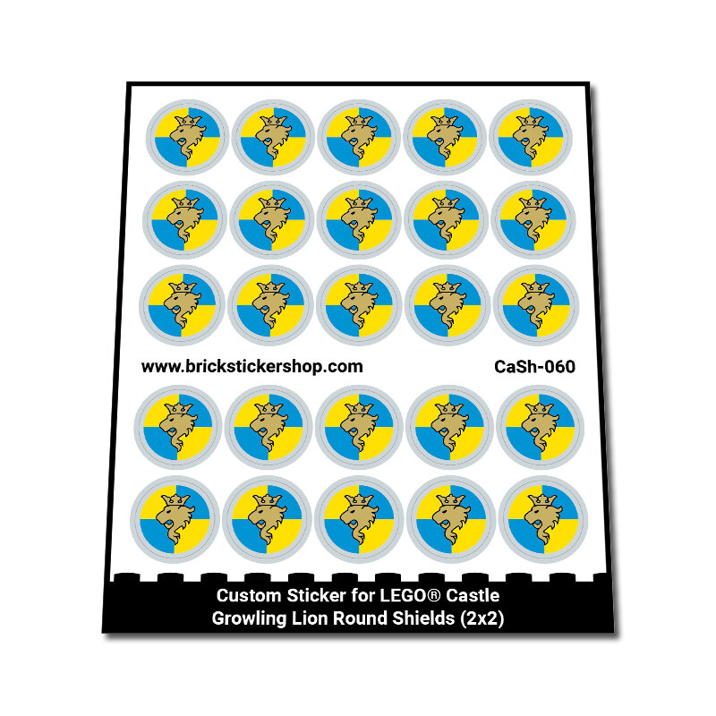 Custom Sticker - Growling Lion Round Shields (2x2)