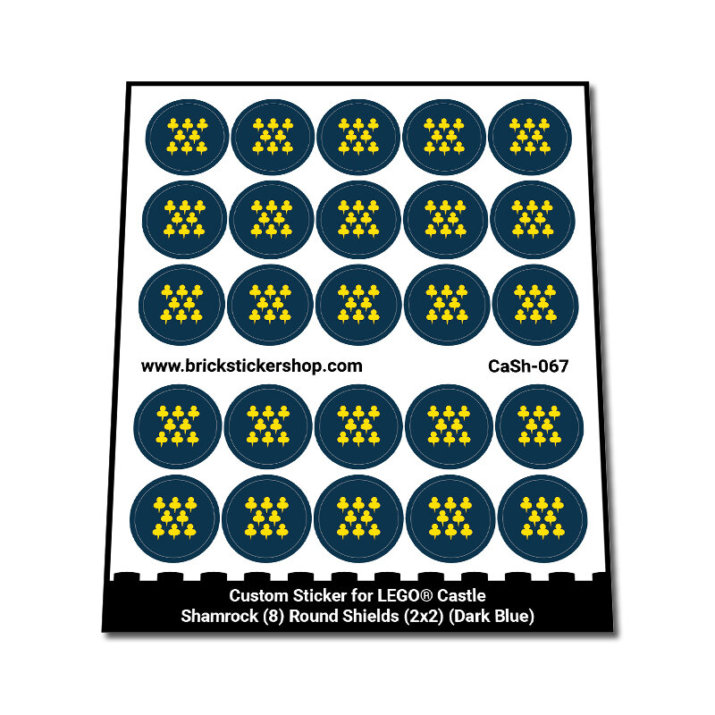 Custom Sticker - Shamrock (8) Round Shields (2x2) (Dark Blue)