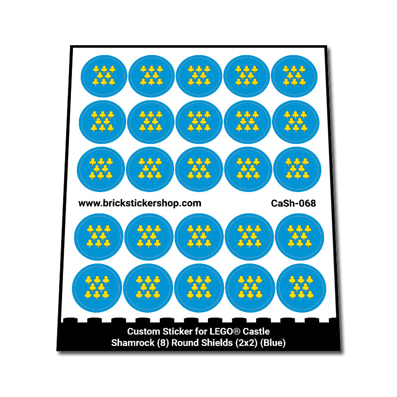 Custom Sticker - Shamrock (8) Round Shields (2x2) (Blue)