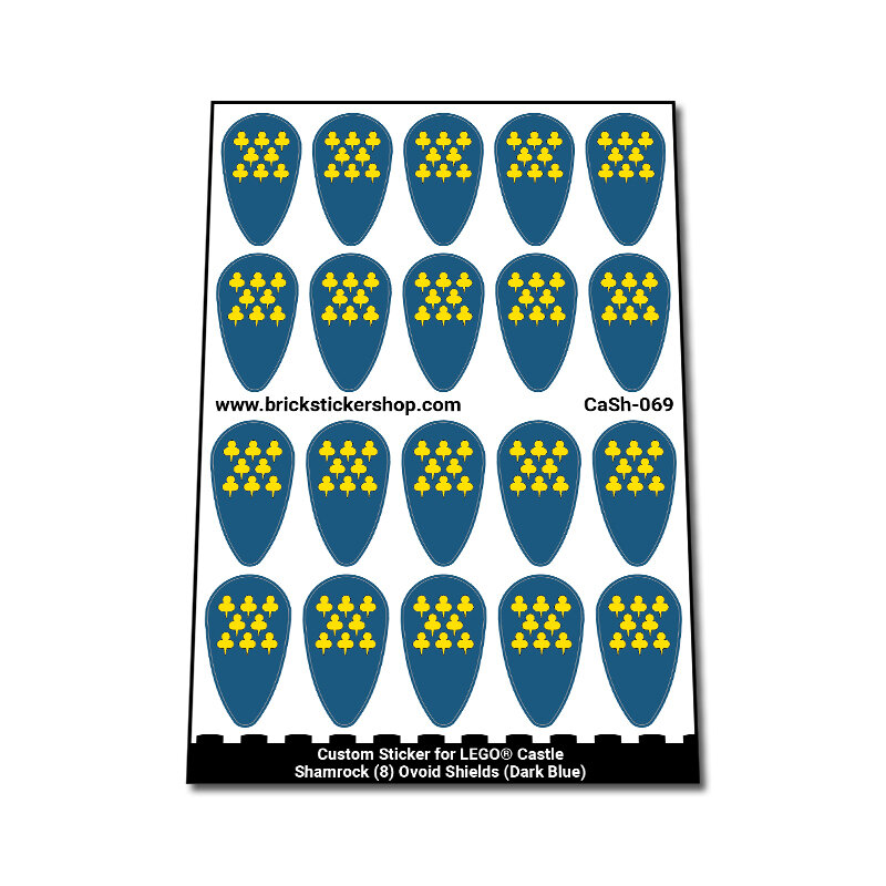 Custom Sticker - Shamrock (8) Ovoid Shields (Dark Blue)