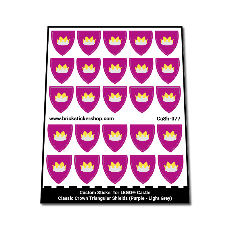 Custom Sticker - Classic Crown Triangular Shields (Purple - Light Grey)