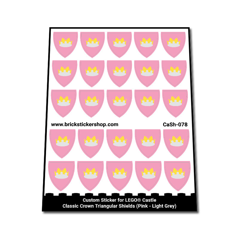 Custom Sticker - Classic Crown Triangular Shields (Pink - Light Grey)