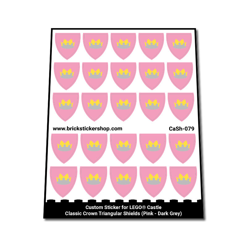 Custom Sticker - Classic Crown Triangular Shields (Pink - Dark Grey)