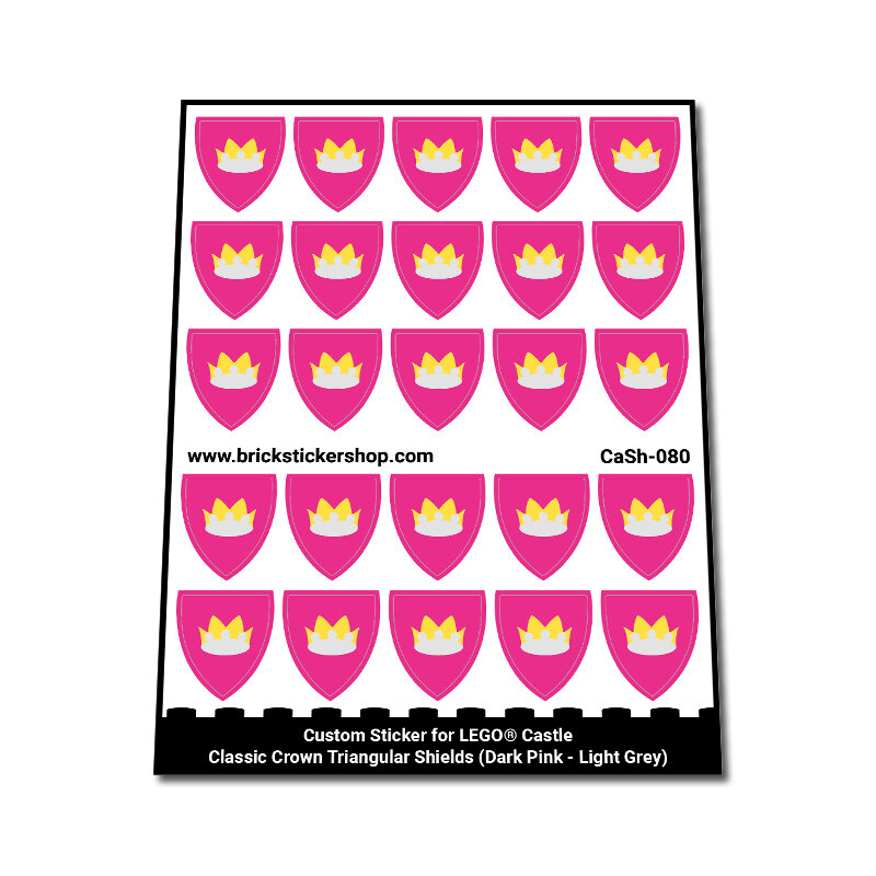 Custom Sticker - Classic Crown Triangular Shields (Dark Pink - Light Grey)