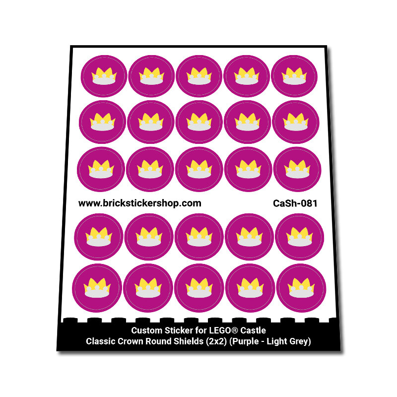 Custom Sticker - Classic Crown Round Shields (2x2) (Purple - Light Grey)