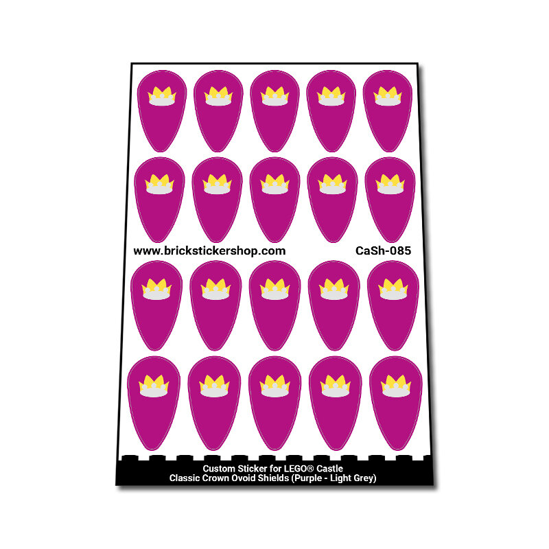 Custom Sticker - Classic Crown Ovoid Shields (Purple - Light Grey)