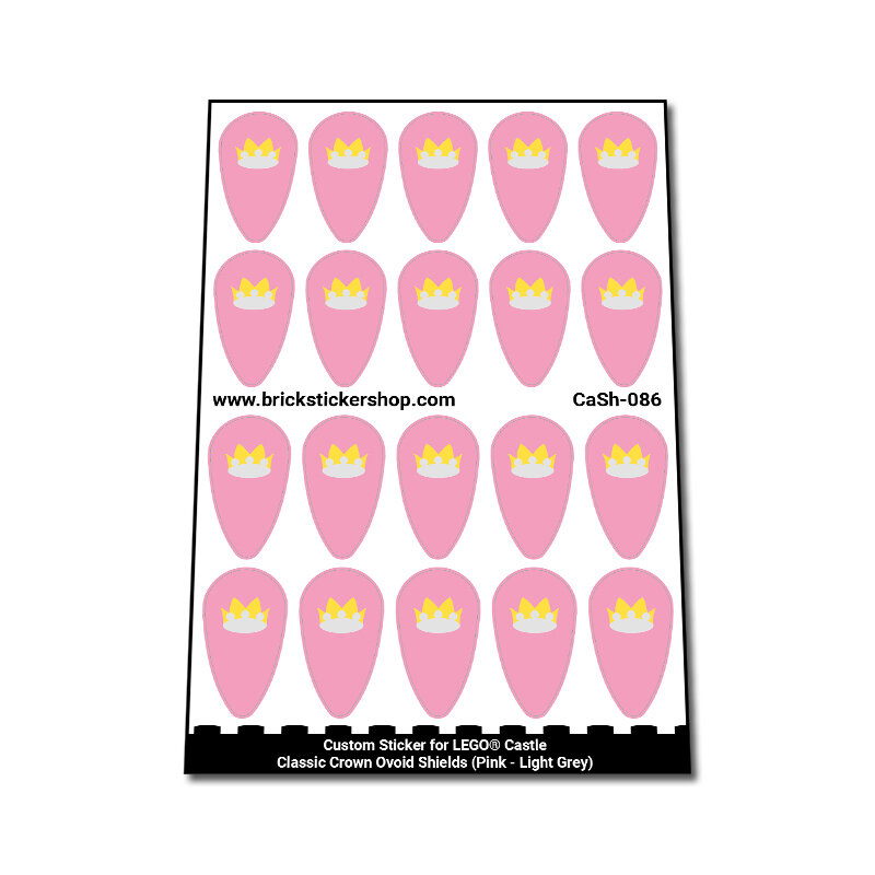 Custom Sticker - Classic Crown Ovoid Shields (Pink - Light Grey)