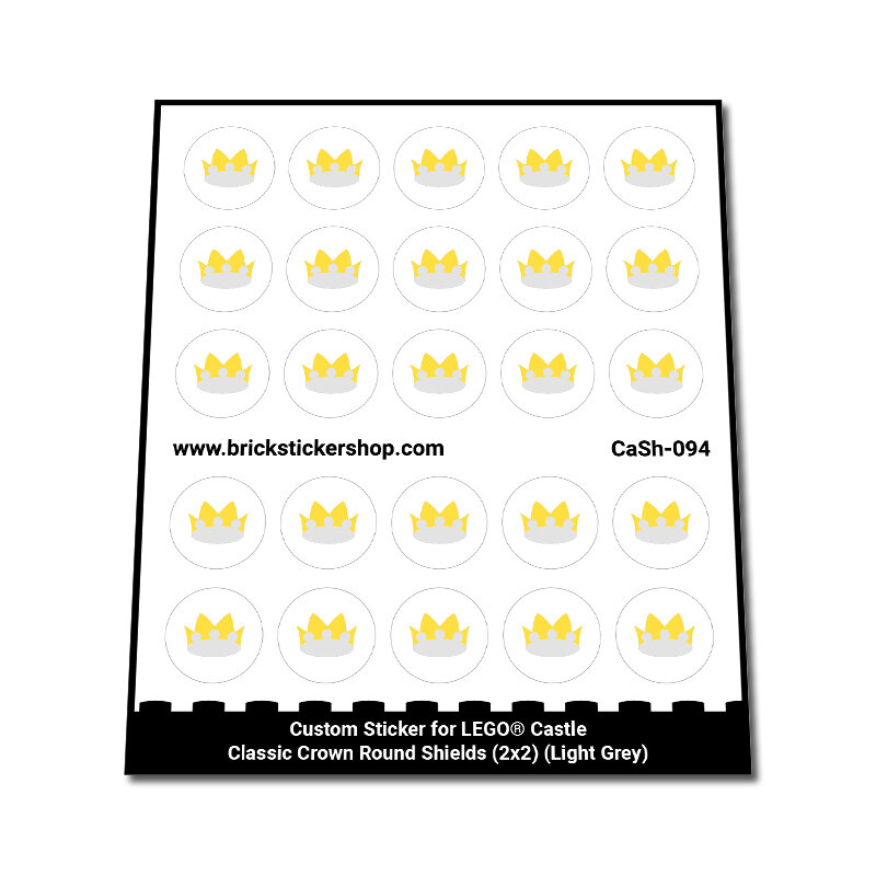 Custom Sticker - Classic Crown Round Shields (2x2) (Light Grey)