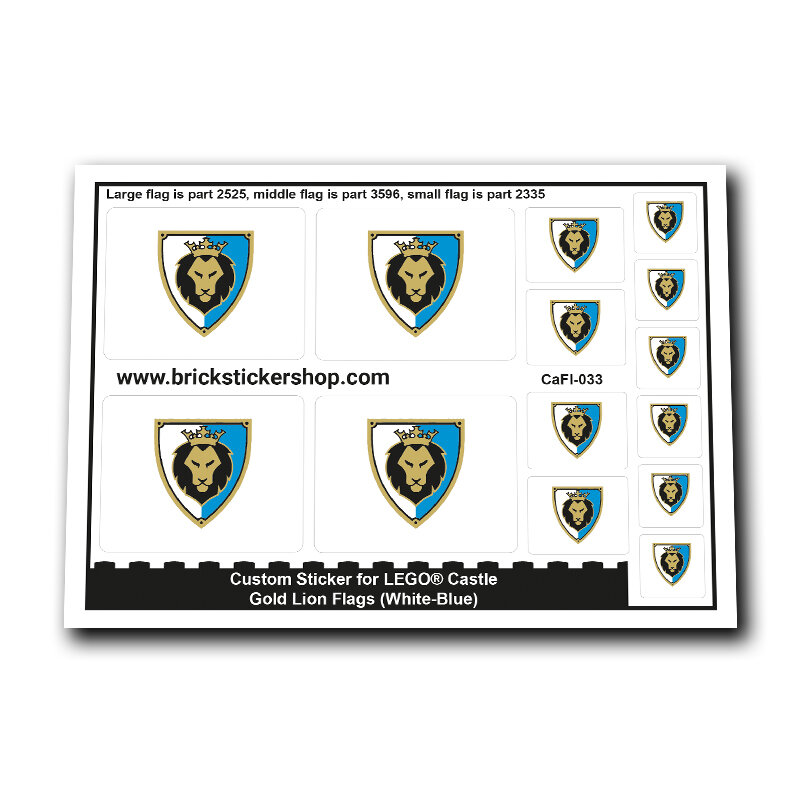 Custom Sticker - Gold Lion Flags (White-Blue)