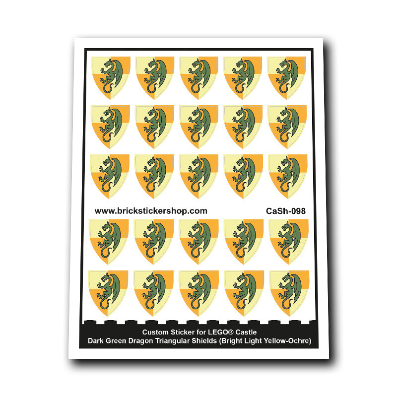 Custom Sticker - Dark Green Dragon Triangular Shields (Bright Light Yellow-Ochre)